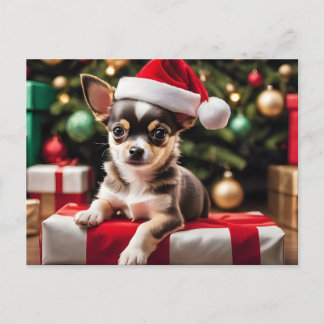 Chihuahua Christmas Puppy Holiday Postcard