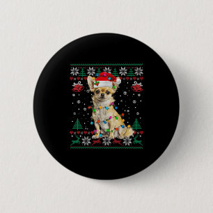 Chihuahua Christmas Santa Ugly Sweater Dog Lover X Button