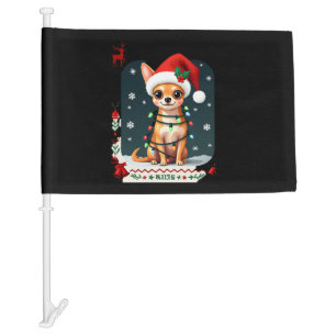 Chihuahua Christmas Santa Ugly Sweater Dog Lover X Car Flag