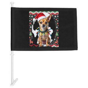 Chihuahua Christmas Santa Ugly Sweater Dog Lover X Car Flag