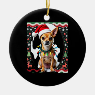 Chihuahua Christmas Santa Ugly Sweater Dog Lover X Ceramic Ornament