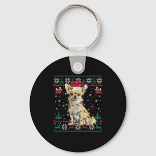 Chihuahua Christmas Santa Ugly Sweater Dog Lover X Keychain