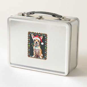 Chihuahua Christmas Santa Ugly Sweater Dog Lover X Metal Lunch Box