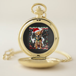 Chihuahua Christmas Santa Ugly Sweater Dog Lover X Pocket Watch