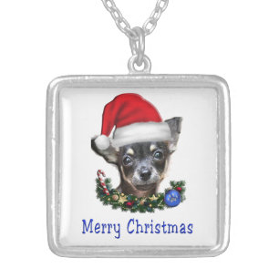 Chihuahua Christmas Silver Plated Necklace