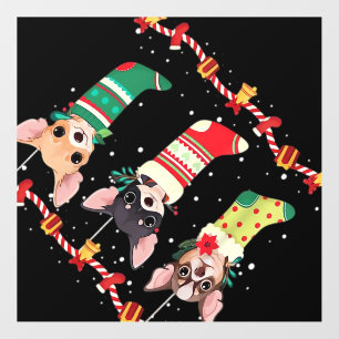 Chihuahua Christmas Socks Lights Funny Xmas Dog Lo Wall Decal