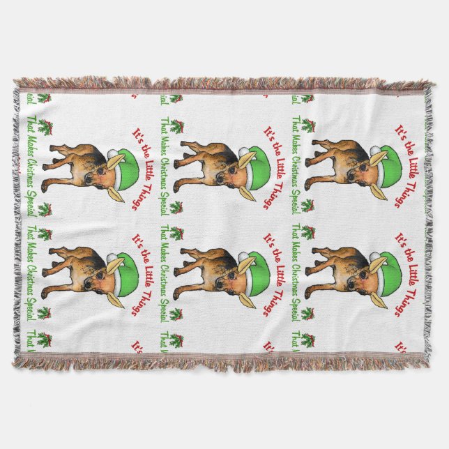 Chihuahua Christmas Throw Blanket (Front)