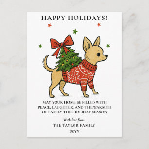 Chihuahua Christmas Tree Carrier Pet Dog Holiday Postcard