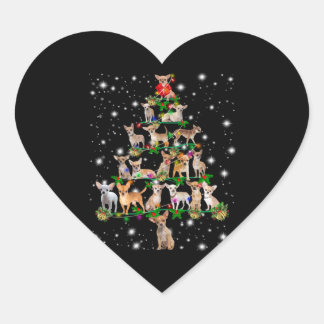 Chihuahua Christmas Tree Covered By Flashlight Heart Sticker