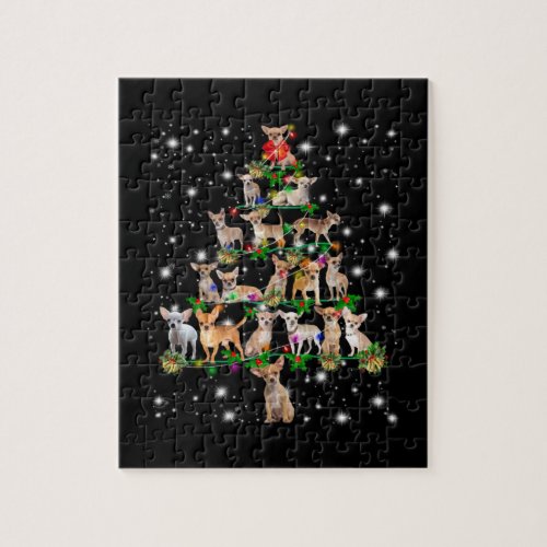 Chihuahua Christmas Tree Covered By Flashlight Jigsaw Puzzle