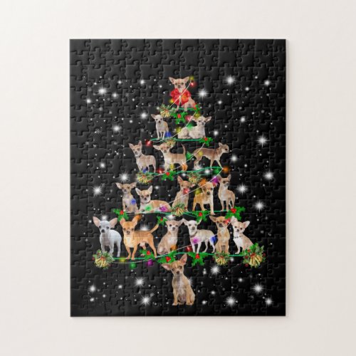 Chihuahua Christmas Tree Covered By Flashlight Jigsaw Puzzle