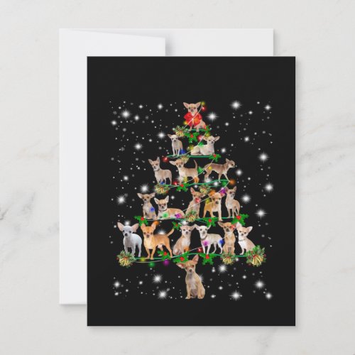 Chihuahua Christmas Tree Covered By Flashlight Thank You Card