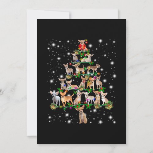 Chihuahua Christmas Tree Covered By Flashlight Thank You Card