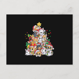 chihuahua christmas tree dog xmas gift santa boys announcement postcard
