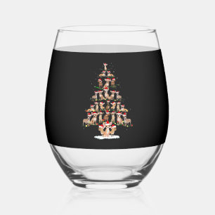 Chihuahua Christmas Tree Funny Tee Xmas Chihuahua Stemless Wine Glass