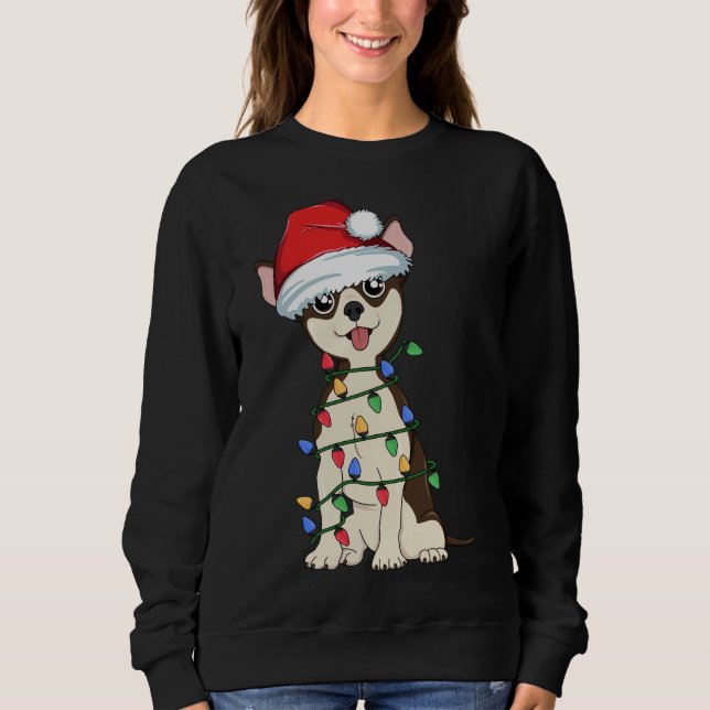 Chihuahua Christmas Tree Light Santa Dog Xmas Taco Sweatshirt (Front)
