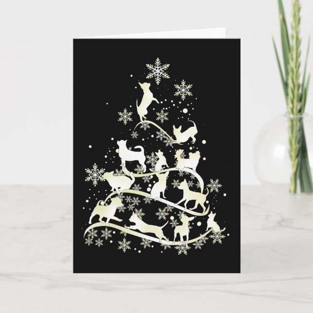 Chihuahua Christmas Tree Snowflakes Merry Xmas Dog Card (Front)