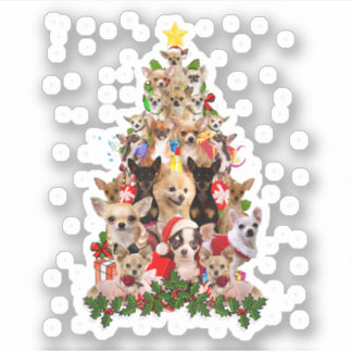 Chihuahua Christmas Tree Xmas For Chihuahua Dogs L Sticker
