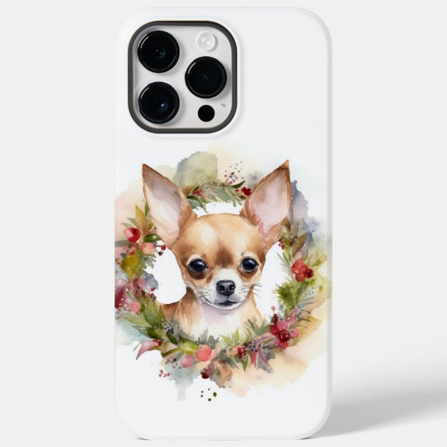 Chihuahua Christmas Wreath Festive Pup Case-Mate iPhone Case (Back)