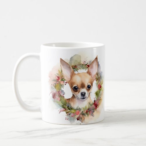 Chihuahua Christmas Wreath Festive Pup Coffee Mug