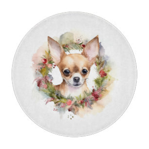 Chihuahua Christmas Wreath Festive Pup Cutting Board