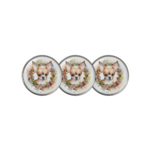 Chihuahua Christmas Wreath Festive Pup Golf Ball Marker