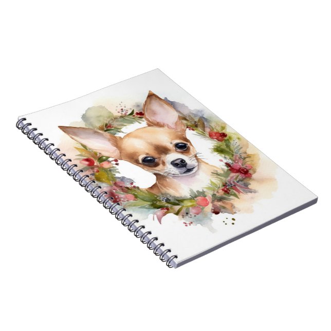 Chihuahua Christmas Wreath Festive Pup Notebook (Right Side)