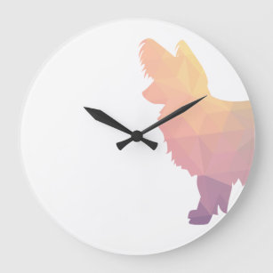 Chihuahua Colorful Geometric Pattern Silhouette Large Clock