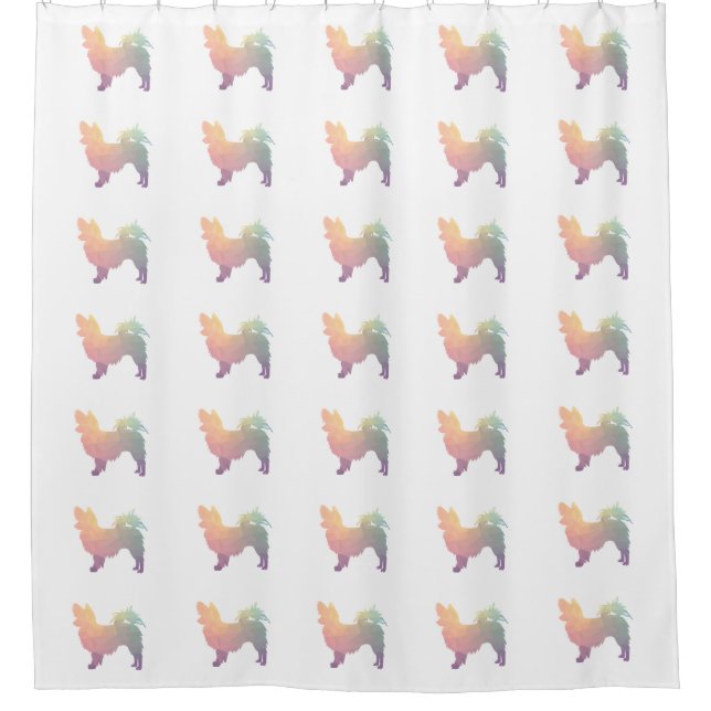 Chihuahua Colorful Geometric Pattern Silhouette Shower Curtain (Front)
