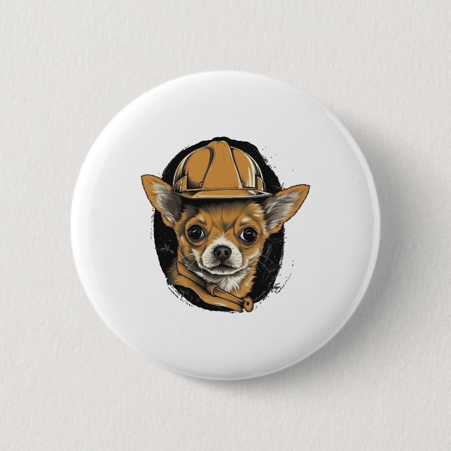 Chihuahua  Construction Worker  Construction   Button (Front)