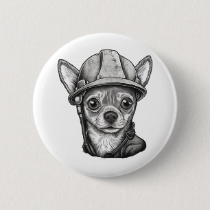 Chihuahua Construction Worker Construction Button