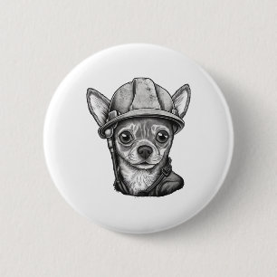 Chihuahua  Construction Worker  Construction    Button