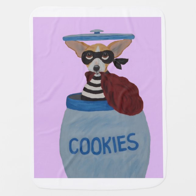 Chihuahua Cookie Thief Baby Blanket (Front)
