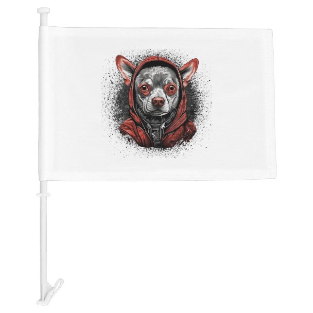 Chihuahua Cool Dog Rap Hip-Hop Gangster Car Flag (Front)