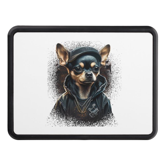 Chihuahua Cool Dog Rap Hip-Hop Gangster Hitch Cover (Front)