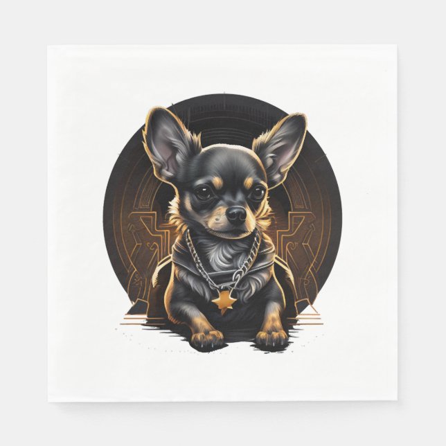 Chihuahua Cool Dog  Rap  Hip-Hop  Gangster       Napkins (Front)