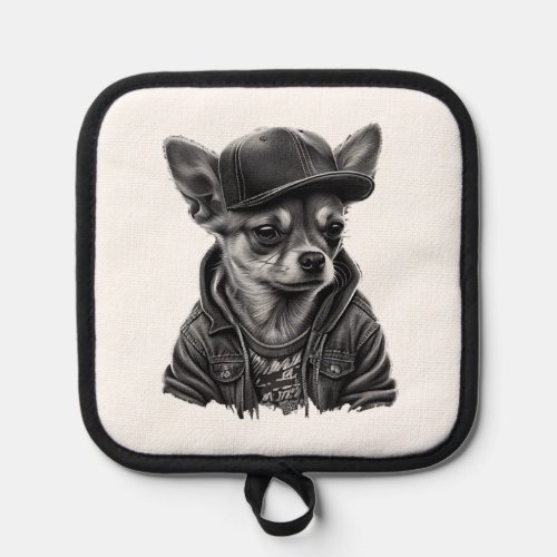 Chihuahua Cool Dog  Rap  Hip_Hop  Gangster        Pot Holder
