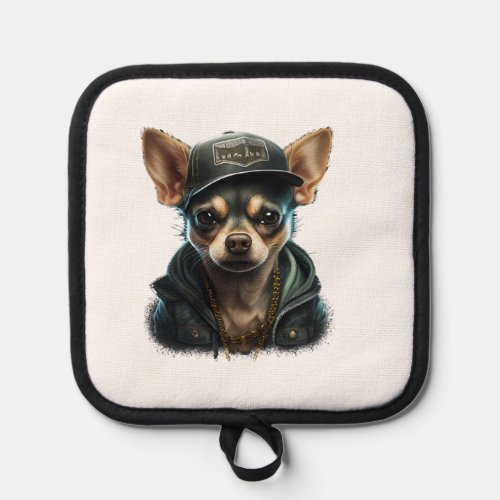 Chihuahua Cool Dog  Rap  Hip_Hop  Gangster         Pot Holder
