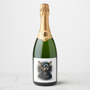 Chihuahua Cool Dog Rap Hip-Hop Gangster Sparkling Wine Label