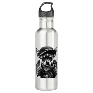 Chihuahua Cool Dog Rap Hip-Hop Gangster Stainless Steel Water Bottle