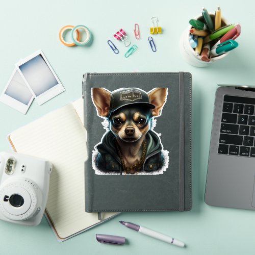 Chihuahua Cool Dog Rap Hip_Hop Gangster Sticker