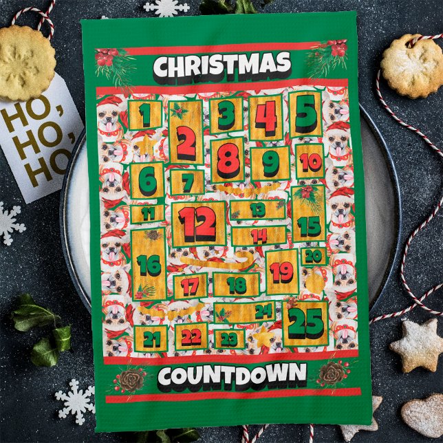 Chihuahua Countdown Christmas Advent Calendar Dog Kitchen Towel (Creator Uploaded)