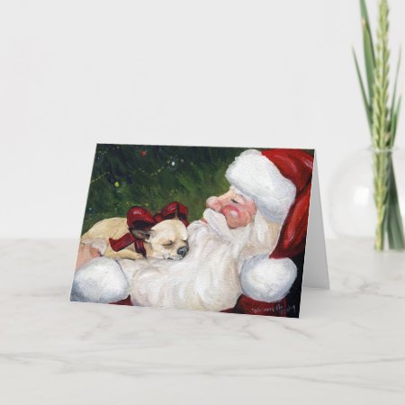 "chihuahua Cozy Christmas" Dog Art Greeting Card