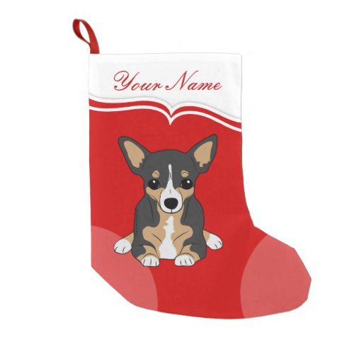 Chihuahua Cute Black Brown White Dog Small Christmas Stocking