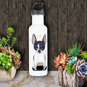 Chihuahua Cute Black White Dog Angel Halo Stainless Steel Water Bottle