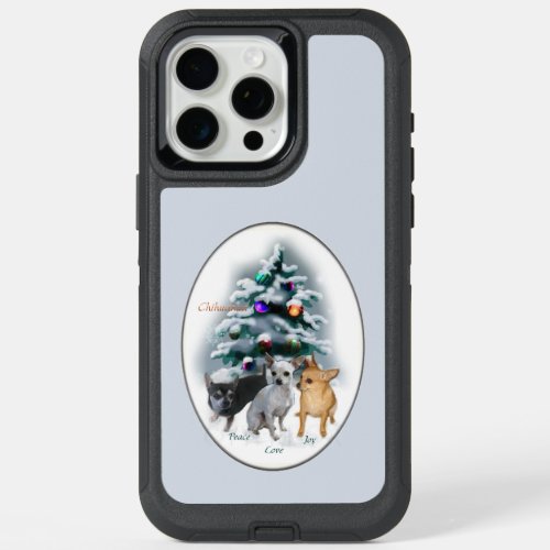 Chihuahua Cute Blue Christmas Holidays iPhone 15 Pro Max Case