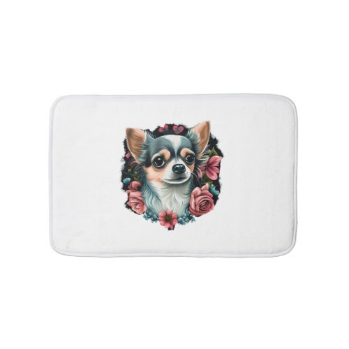 Chihuahua Cute Dog Beautiful Flowers Girl Bath Mat