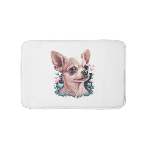 Chihuahua Cute Dog Beautiful Flowers Girl Bath Mat