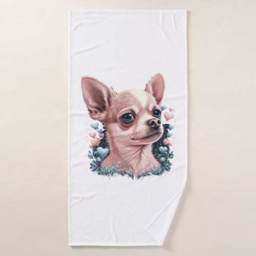 Chihuahua Cute Dog Beautiful Flowers Girl Bath Towel