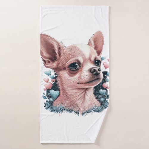 Chihuahua Cute Dog Beautiful Flowers Girl Bath Towel